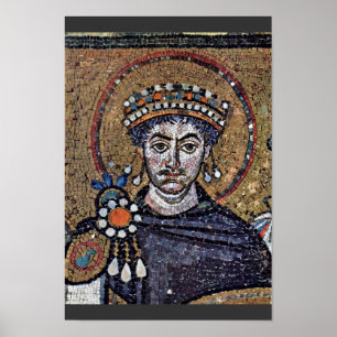 Poster Justinian I, San Vitale (Ravenne) Chorale Mosaïque