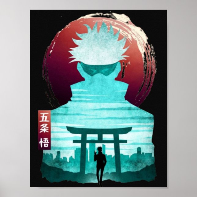 Poster jutsu kaisen anime kawaii sukuna gojo satoru (Devant)