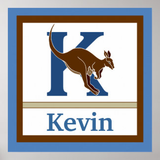 Poster K est pour Kangaroo et Boy Name Wall Art pour enfa