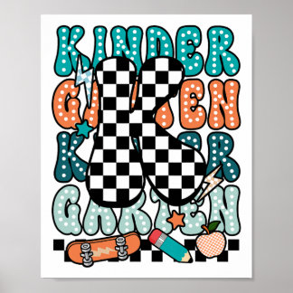 Poster K Kindergarten Teacher Checkered Back To School Ki