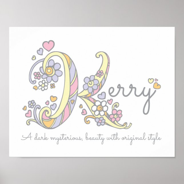 Poster K monogramme art Kerry filles nom signifiant affic (Devant)