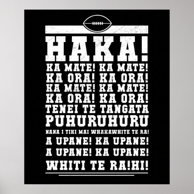 Poster Ka Mate Haka New Zealand Rugby War Cry (Devant)