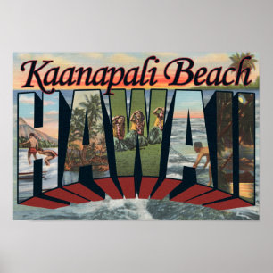 Poster Kaanapali Beach, Hawaii - Scènes à grandes lettres