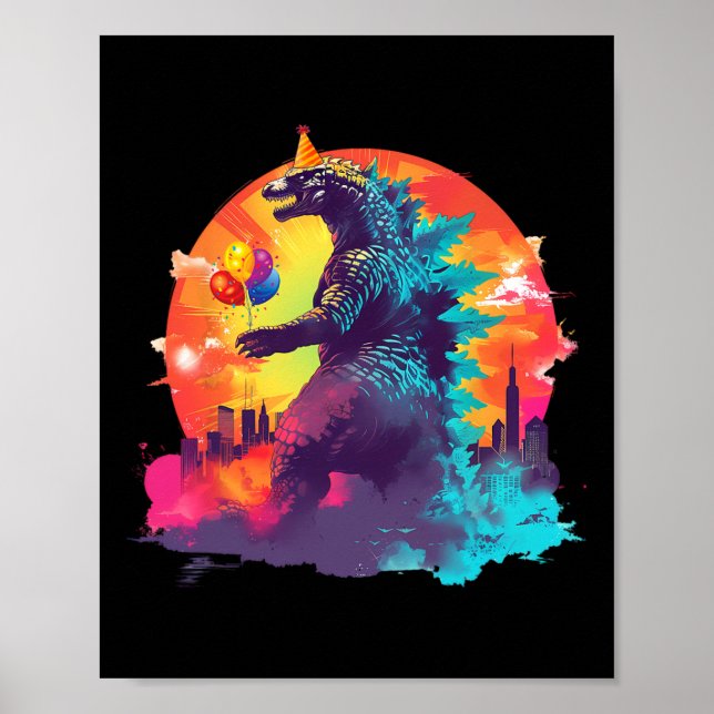 Poster Kaiju Anniversaire Funny Boys Anniversaire Monster (Devant)