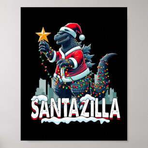 Poster Kaiju Christmas Santazilla Japonais Monster Dinosa