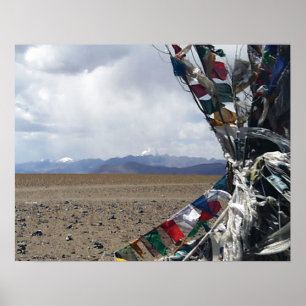 Poster Kailash First View Prayerflags en avant-plan