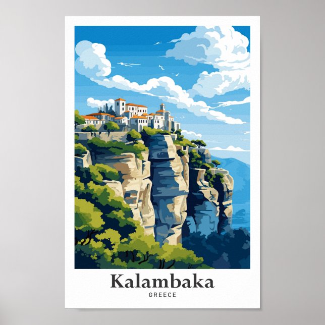 Poster Kalambaka Grèce Illustration du portrait de voyage (Devant)