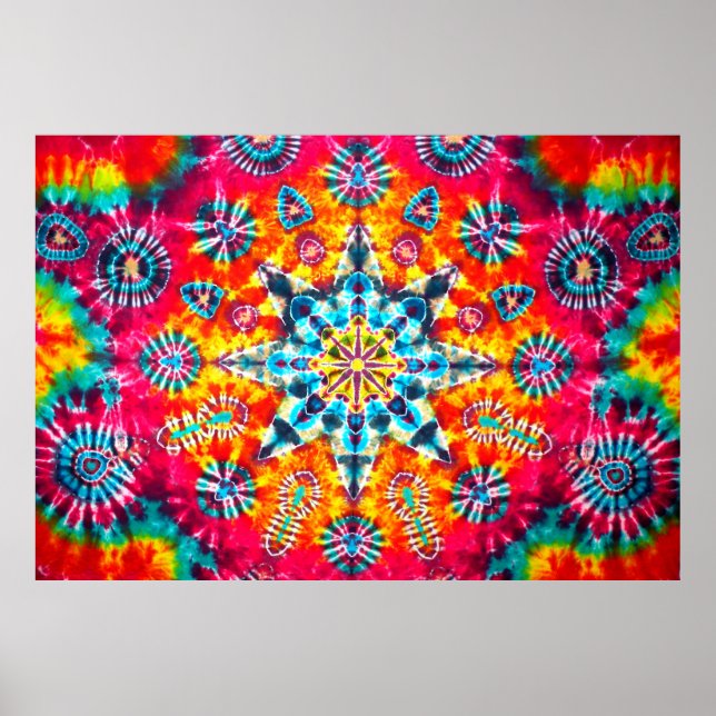 Poster Kaleido-dye, abstract, psychedelic, tie dye (Devant)