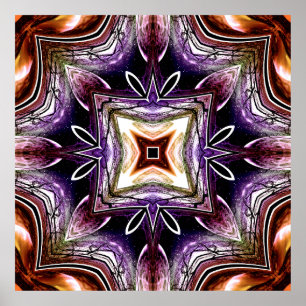Poster Kaleidoscope cosmique violet et orange