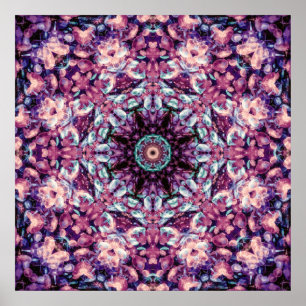 Poster Kaleidoscope d'art bioluminescent violet mystique