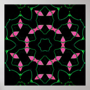 Poster Kaleidoscope Émeraude et Rose