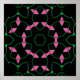 Poster Kaleidoscope Émeraude et Rose