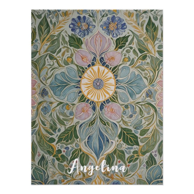 Poster Kaleidoscope floral Personnalisé (Devant)