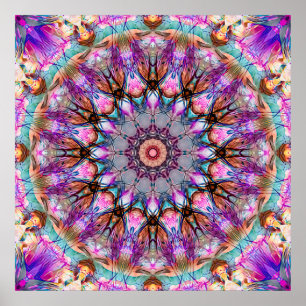 Poster Kaleidoscope Mandala Psychédélique Vibrant