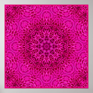 Poster Kaleidoscope Vintage à fleurs roses