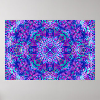 Poster Kaleidoscope Vintage violet et bleu