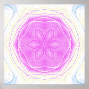 Poster Kaléidoscopique rose et crème Mandala Art