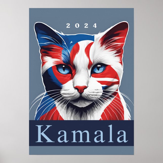 Poster Kamala Cat 2024 Démocrate des élections américaine (Devant)