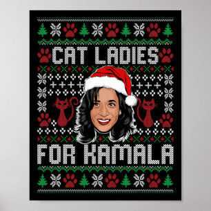 Poster Kamala Harris 24 dames de chats de Noël laids pour