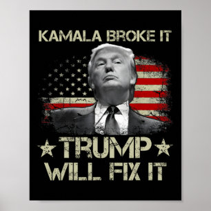 Poster Kamala Harris a cassé ça Trump va le réparer Drape