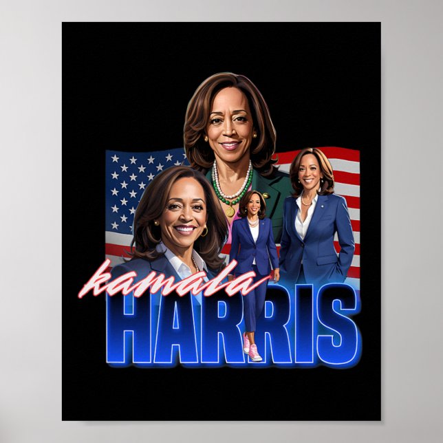 Poster Kamala Harris American Flag Redémarrage (Devant)