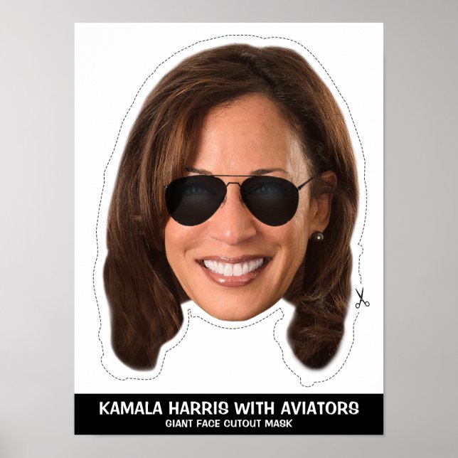POSTER KAMALA HARRIS AVEC AVIATEURS CUTOUT MASQUE (Devant)