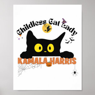 Poster Kamala Harris Halloween Chat sans enfant Lady Elec