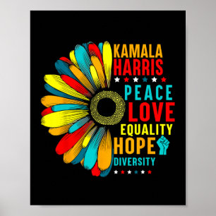 Poster Kamala Harris Peace Love Equality Hope Diversity
