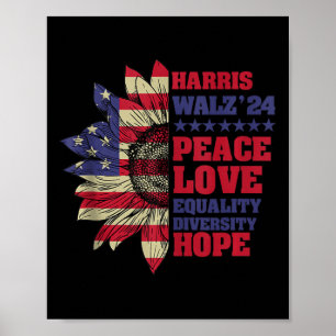 Poster Kamala Harris Tim Walz 2024 Lgbt de Paix Harris Wa