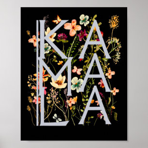 Poster Kamala Harris Vintage Floral Feminine First Femme