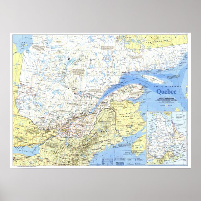 Poster " Kanada : 1991 Québec détaillée MAP ... (Devant)