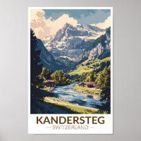 Kandersteg Suisse Peinture Voyage Art Retro