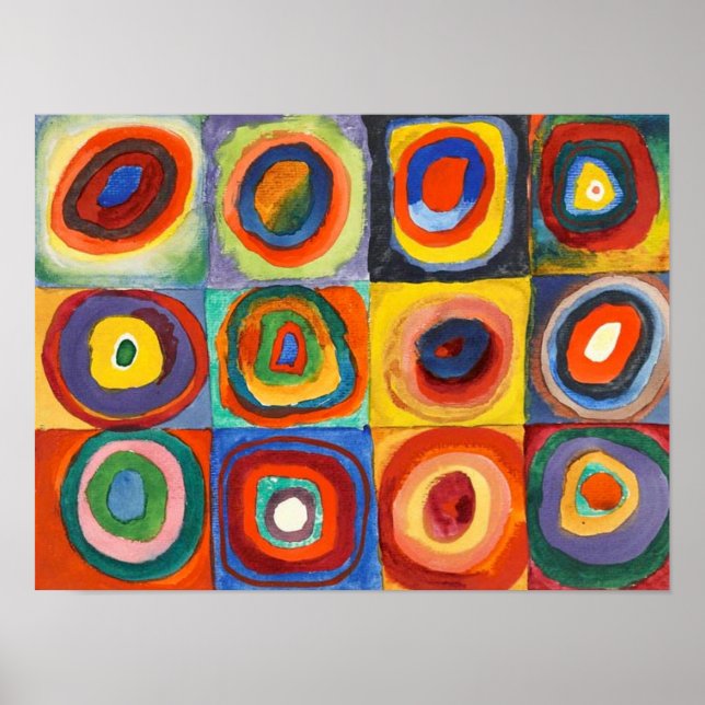 Poster Kandinsky - Carrés aux cercles concentrés (Devant)