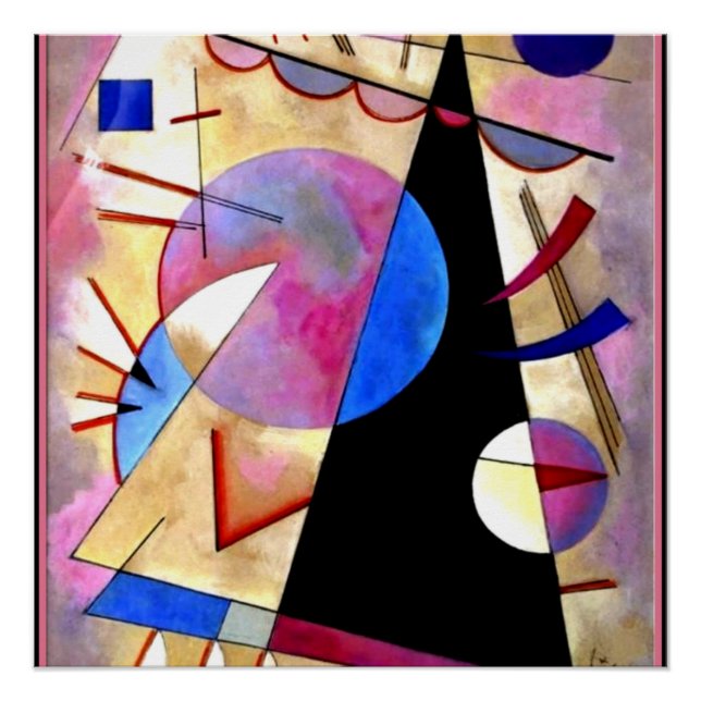 Poster Kandinsky - Cubisme Abstrait avec rose et blues (Devant)