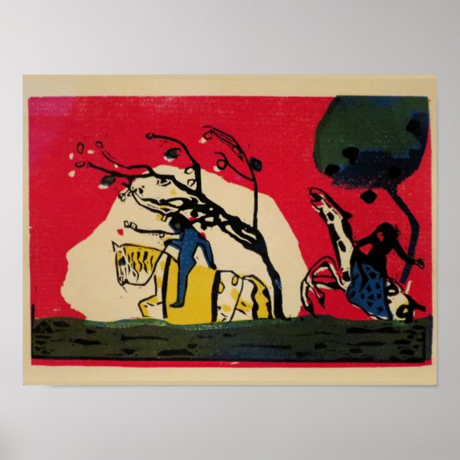 Poster Kandinsky - Deux pilotes contre un arrière - plan  (Devant)