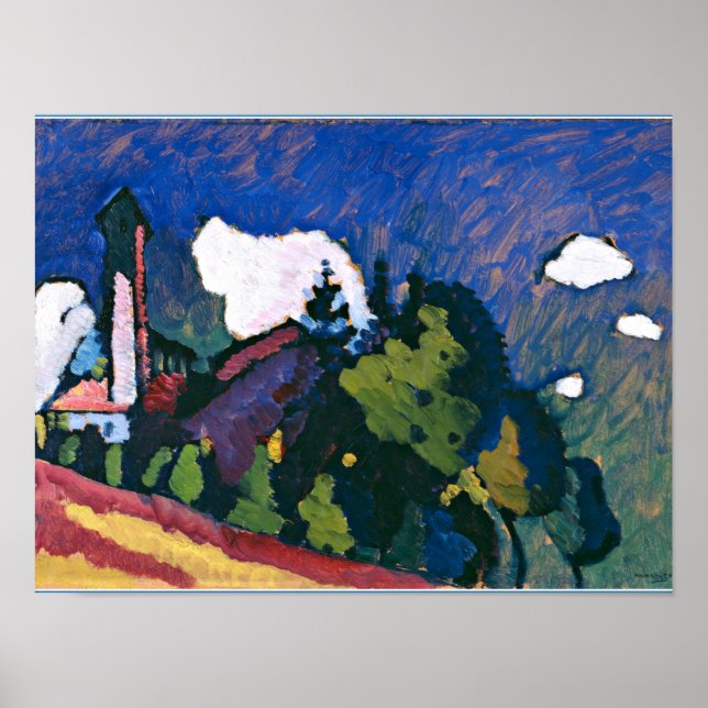 Poster Kandinsky - Étude pour le paysage avec tour (Devant)