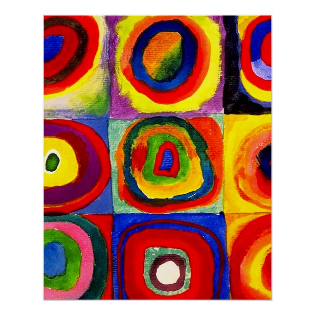 Poster Kandinsky Farbstudie Cercles Carré Quadrate Art (Devant)