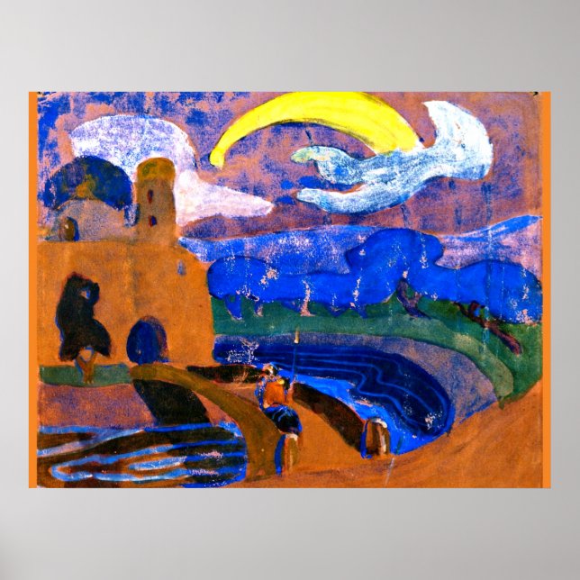 Poster Kandinsky - La Comète, peinture abstraite colorée, (Devant)