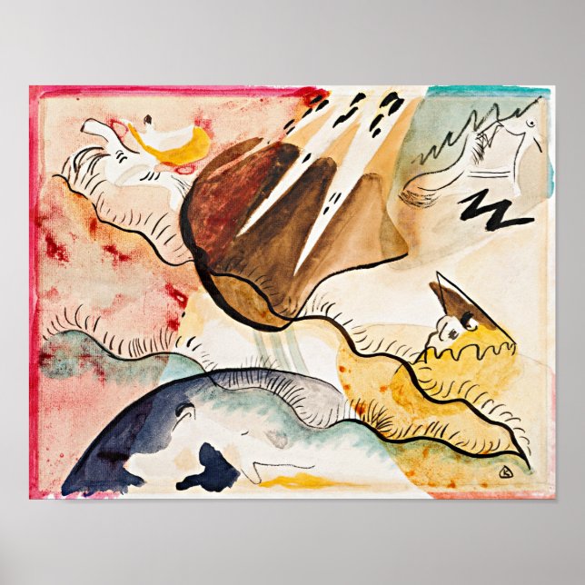Poster Kandinsky - Paysage de pluie, art abstrait, (Devant)