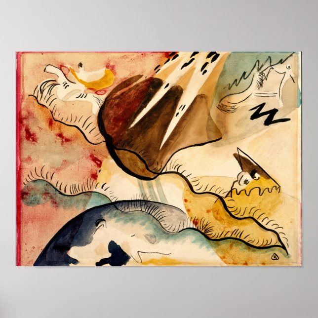 Poster Kandinsky - Paysage de pluie, art abstrait (Devant)