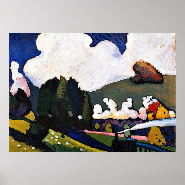 Poster Kandinsky - Paysage près de Murnau avec Locomotive (Devant)