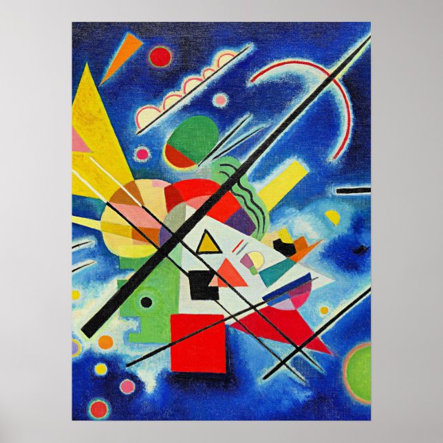 Poster Kandinsky - Peinture Bleue, (Devant)