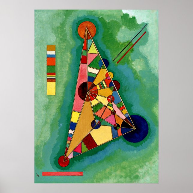 Poster Kandinsky - Triangle multicolore (Devant)