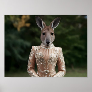 Poster Kangaroo à la mode en tenue Couture