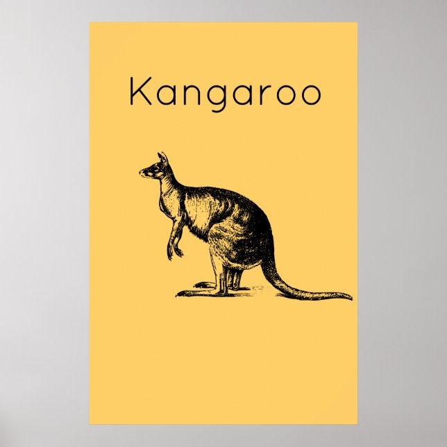 Poster Kangourou Jaune Art Moderne Des Murs (Devant)