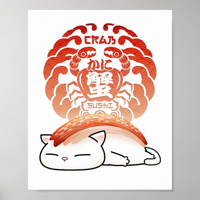 Poster Kani Crab Sushi Chat (Devant)