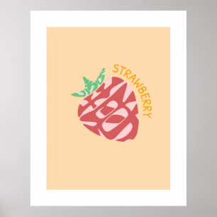 Poster Kanji fraise/Hiragana japonais Mot d'art mural