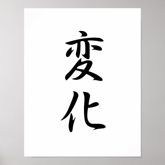 Poster Kanji japonais pour le changement - Henka (Devant)