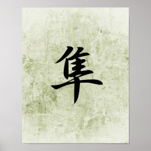 Poster Kanji japonais pour le faucon - Hayabusa