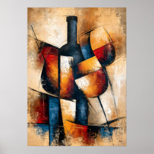 Poster Kanpai Wine Forms Abstrait Géométrique Japonais
